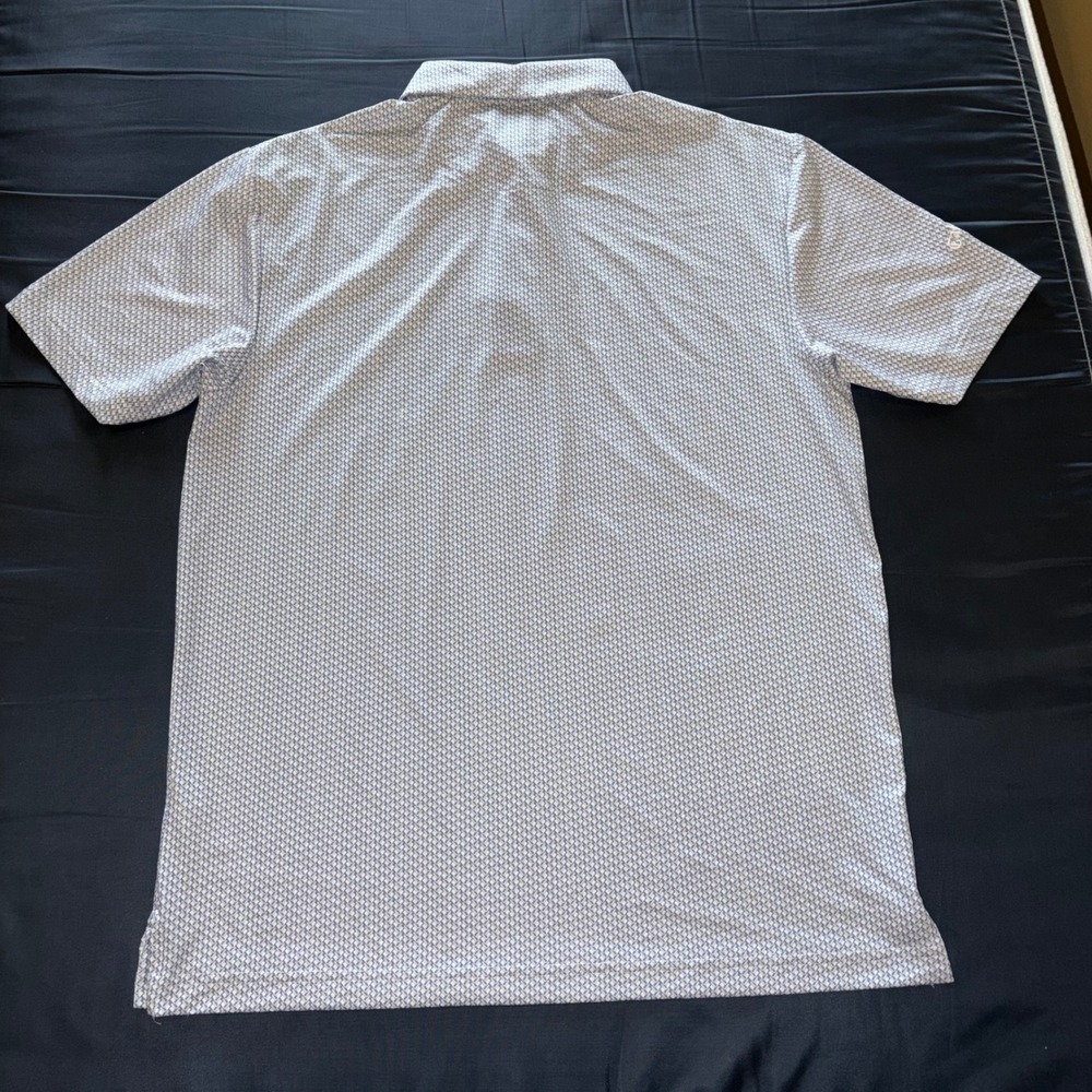 Callaway Mens Opti-Dri Golf Polo Shirt Blue White Geometric Basketweave Small - Picture 7 of 8